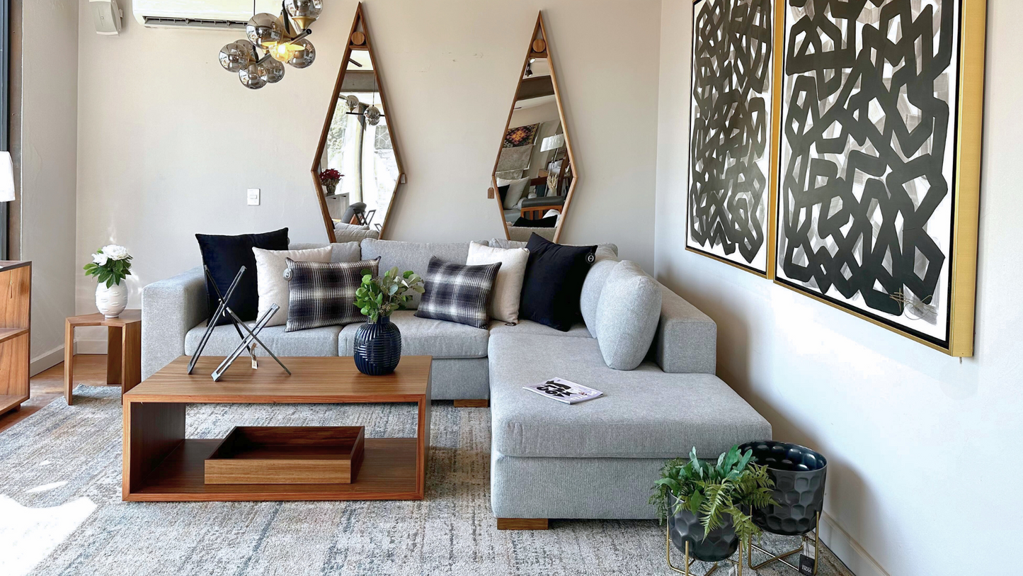 Sala, sala esquinera, sala modular, sala en L, liverpool, Palacio de Hierro, Casa de las lomas, casa parota, muebles placencia, Gaia, muebles Artex, muebles, muebles modernos.