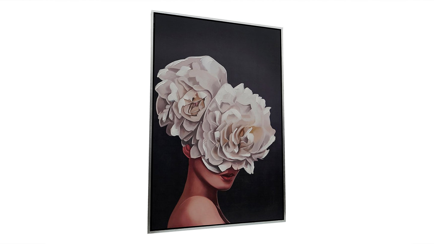 Cuadro Mujer Floral Blanca 180*120cm
