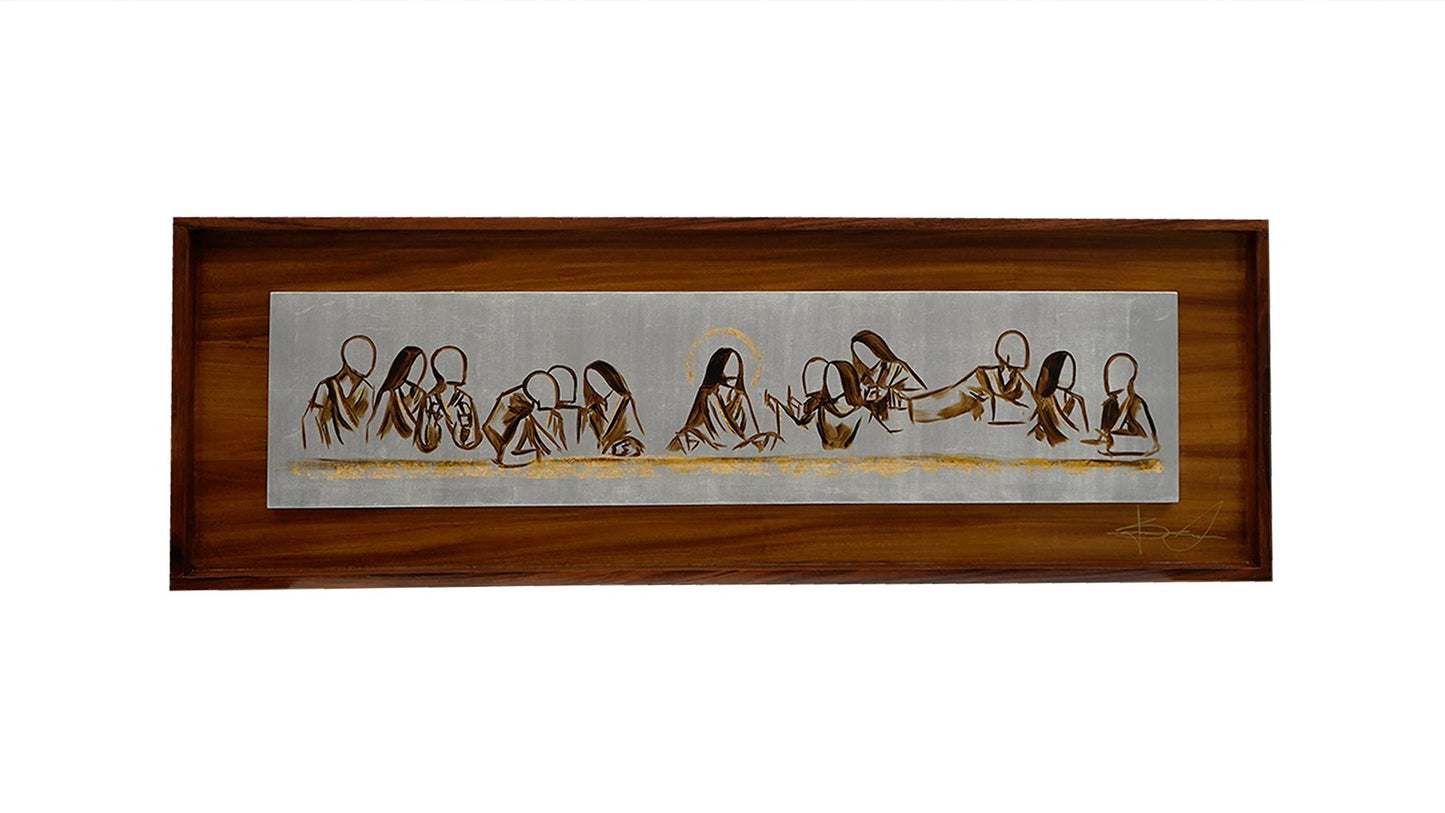 Cuadro Última Cena Oro Parota 60*180cm