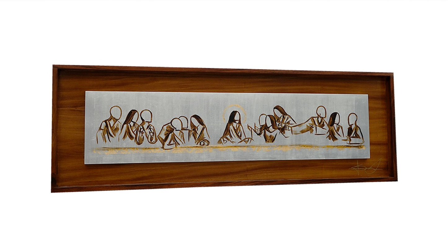 Cuadro Última Cena Oro Parota 60*180cm