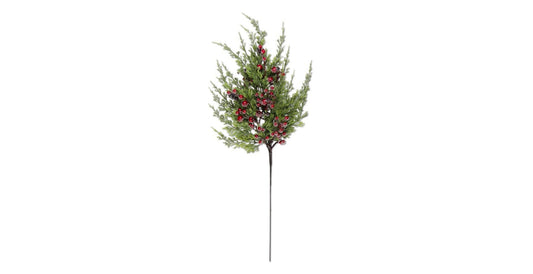 24 Inch Cypress Pine w/Dark Red Iced Berry Stem