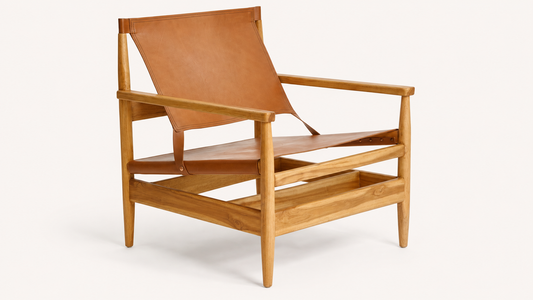 Sillón Federica Madera Y Piel