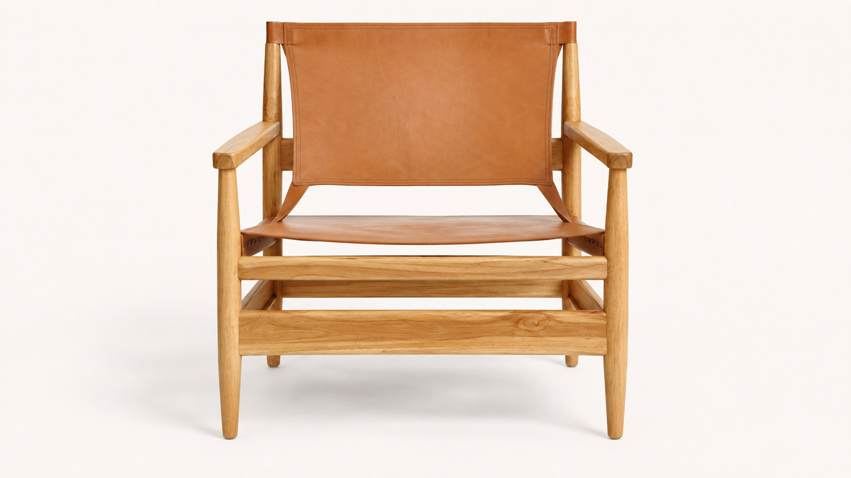 Sillón Federica Madera Y Piel