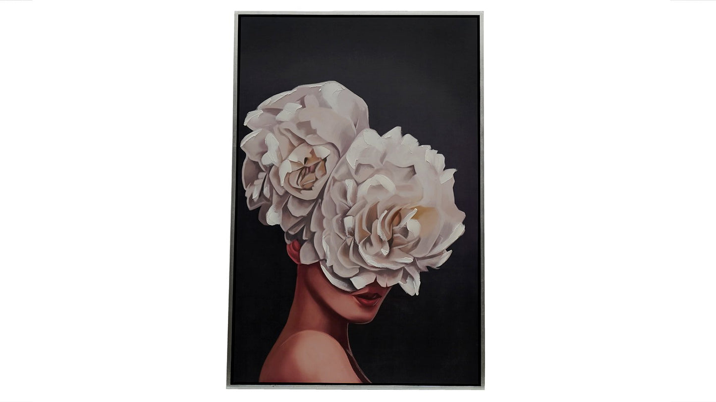 Cuadro Mujer Floral Blanca 180*120cm