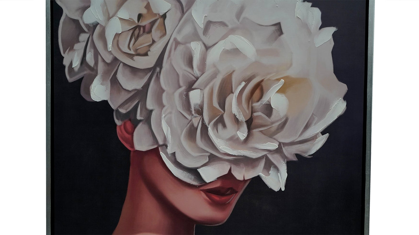 Cuadro Mujer Floral Blanca 180*120cm Fabricación